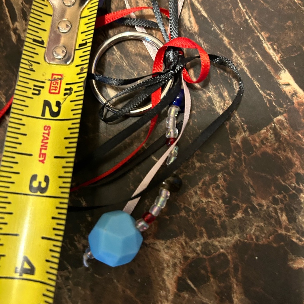 Colorful Ribbon and Bead Keychain - Picture 2 of 3